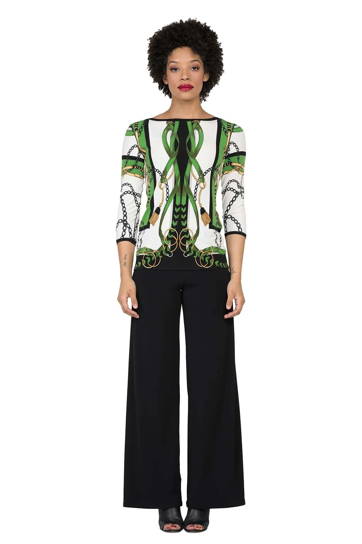 3/4 Sleeve Basic Boat Neck Top