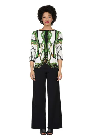 3/4 Sleeve Basic Boat Neck Top