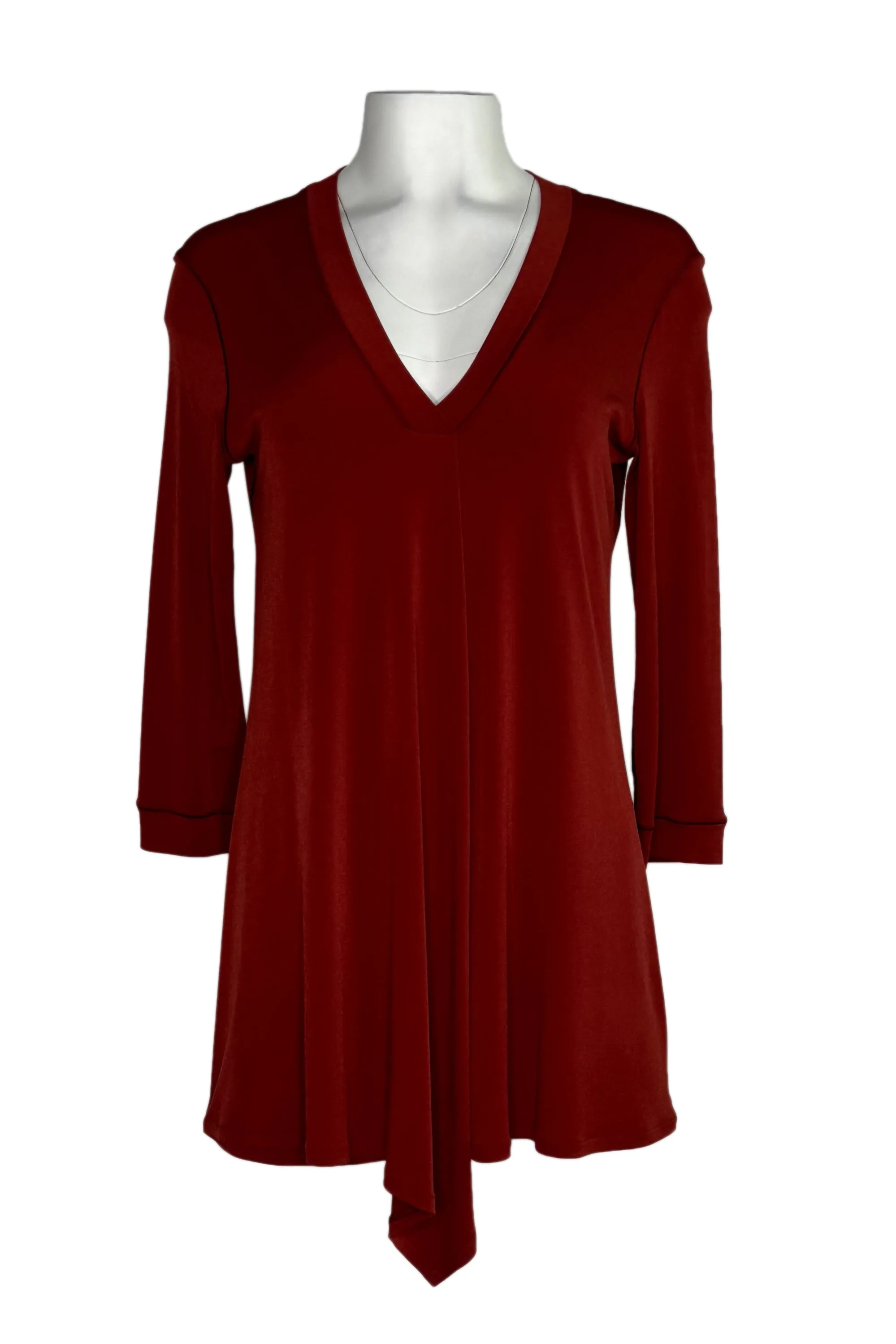3/4 sleeve front drape v neck tunic