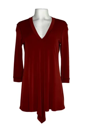 3/4 sleeve front drape v neck tunic