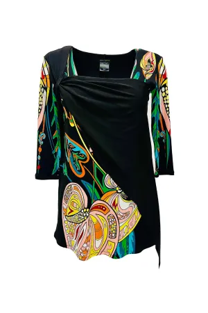 3/4 Sleeve Front Long Drapery Tunic