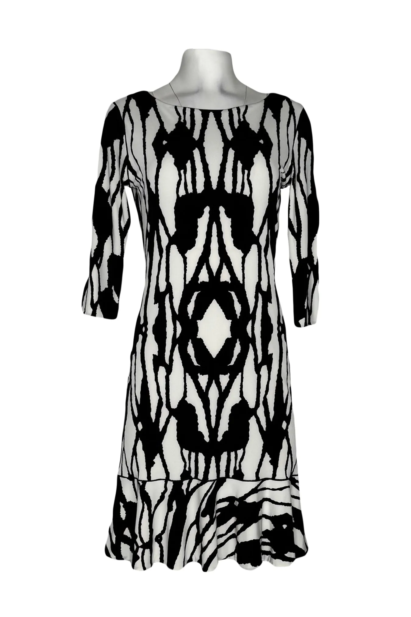 3/4 sleeve round overskirt banded single layer dress