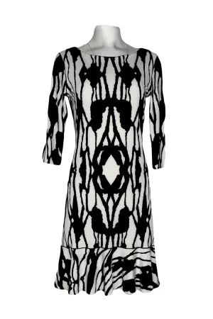 3/4 sleeve round overskirt banded single layer dress
