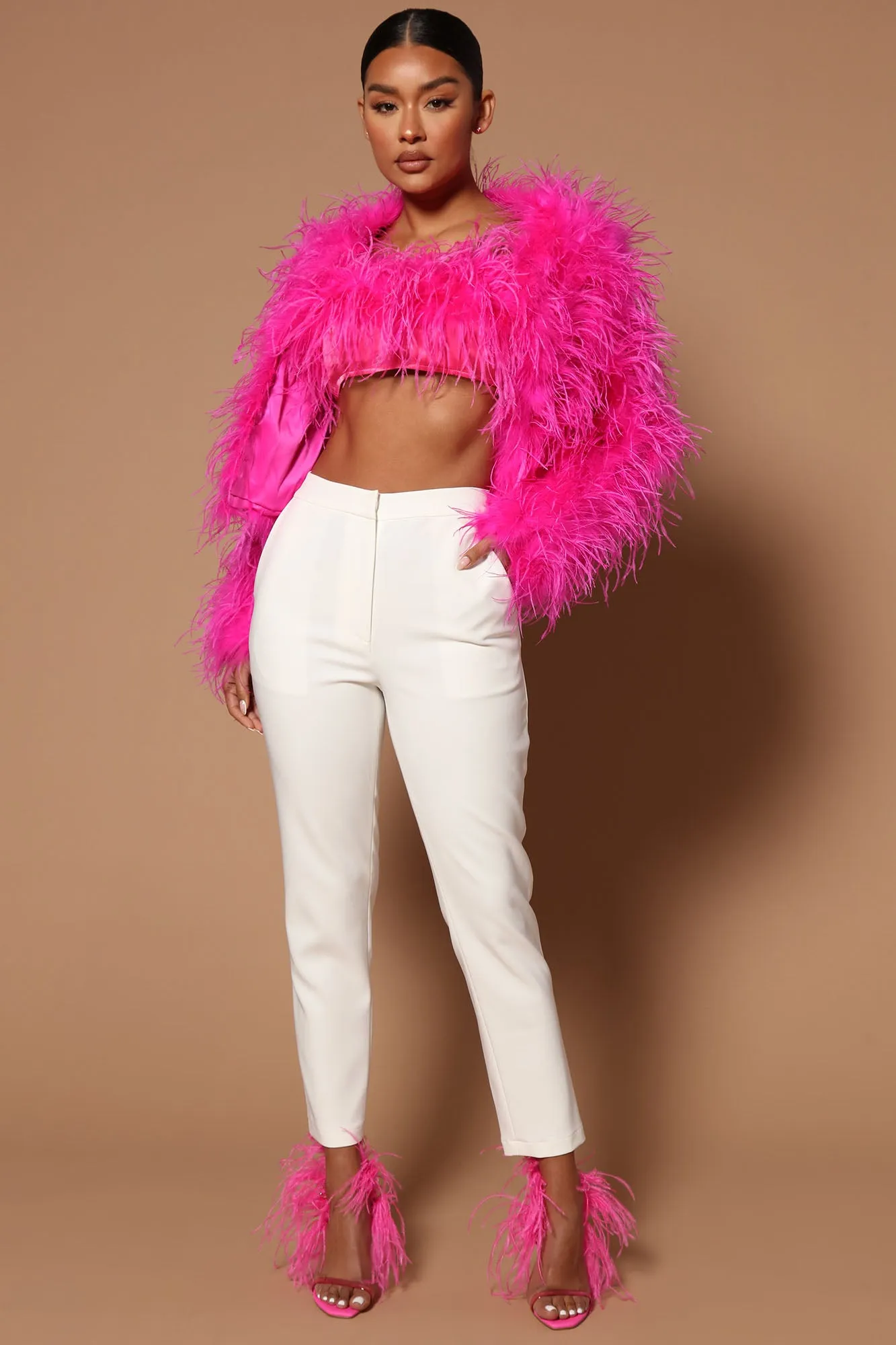 Amalia Feather Coat - Pink