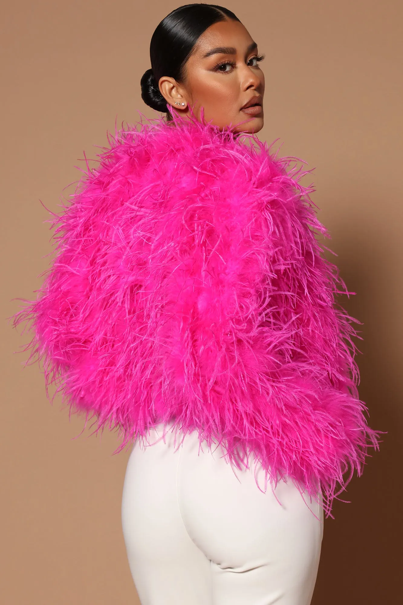 Amalia Feather Coat - Pink