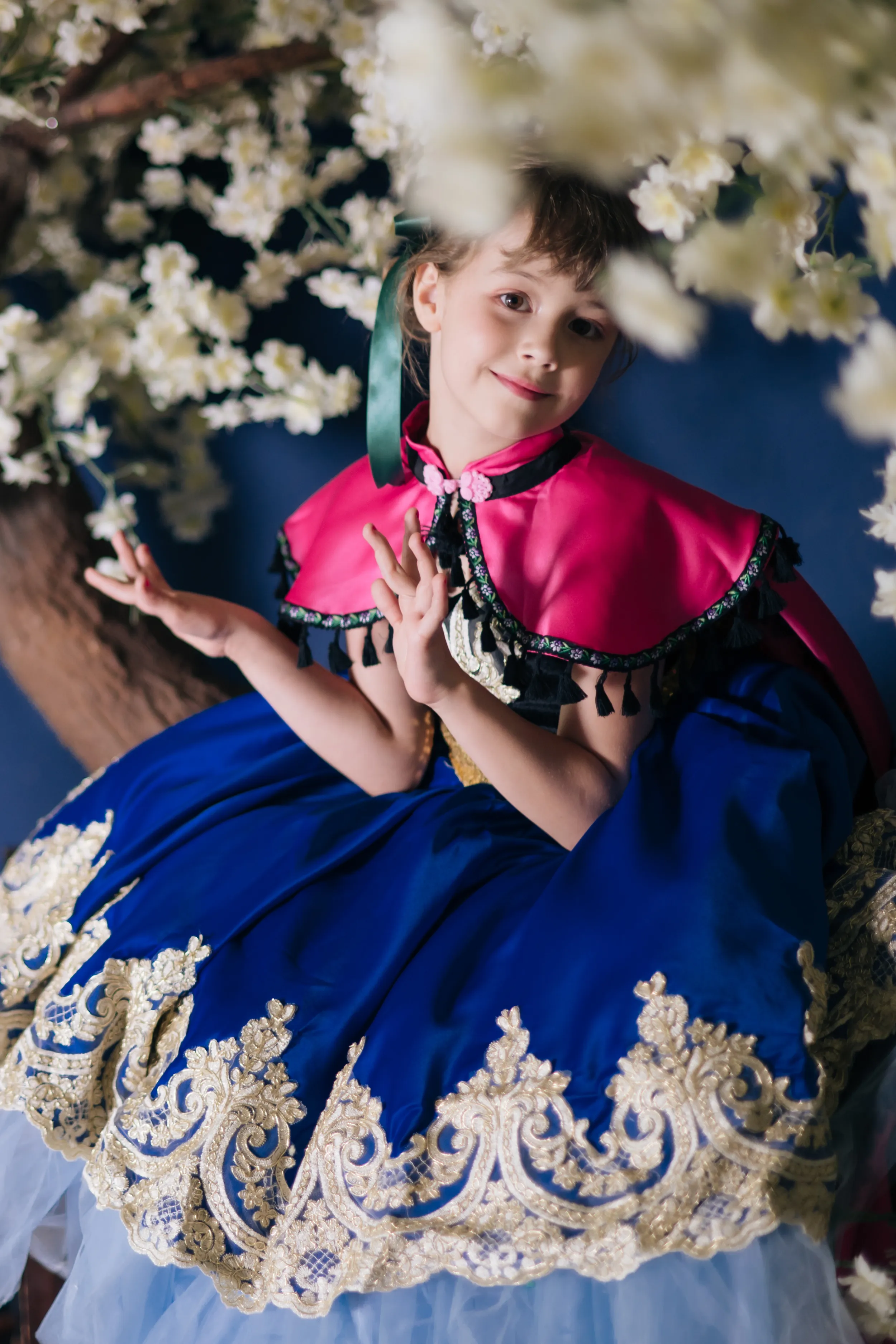 Anna Snow Blue Gown with Magenta Cape
