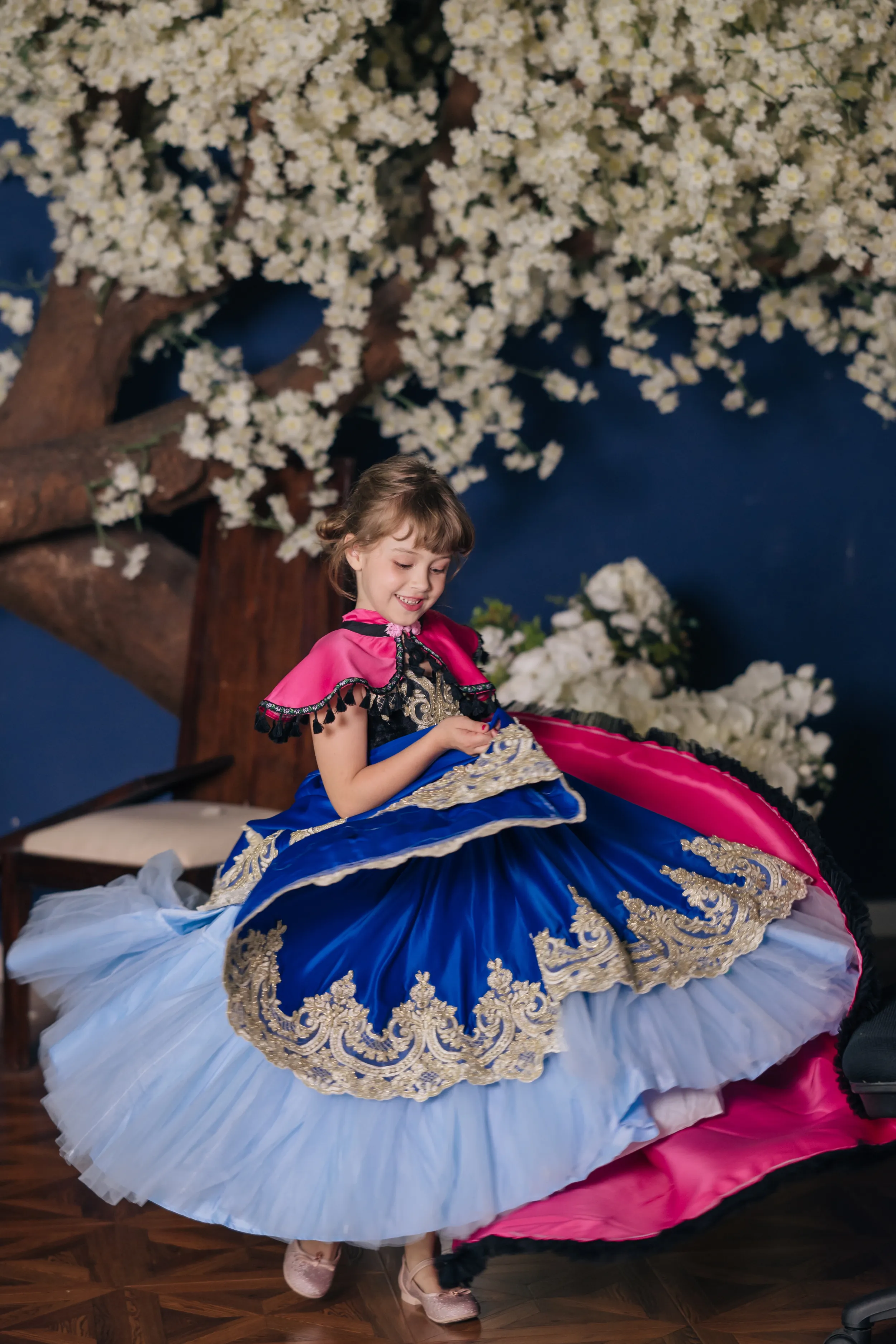 Anna Snow Blue Gown with Magenta Cape