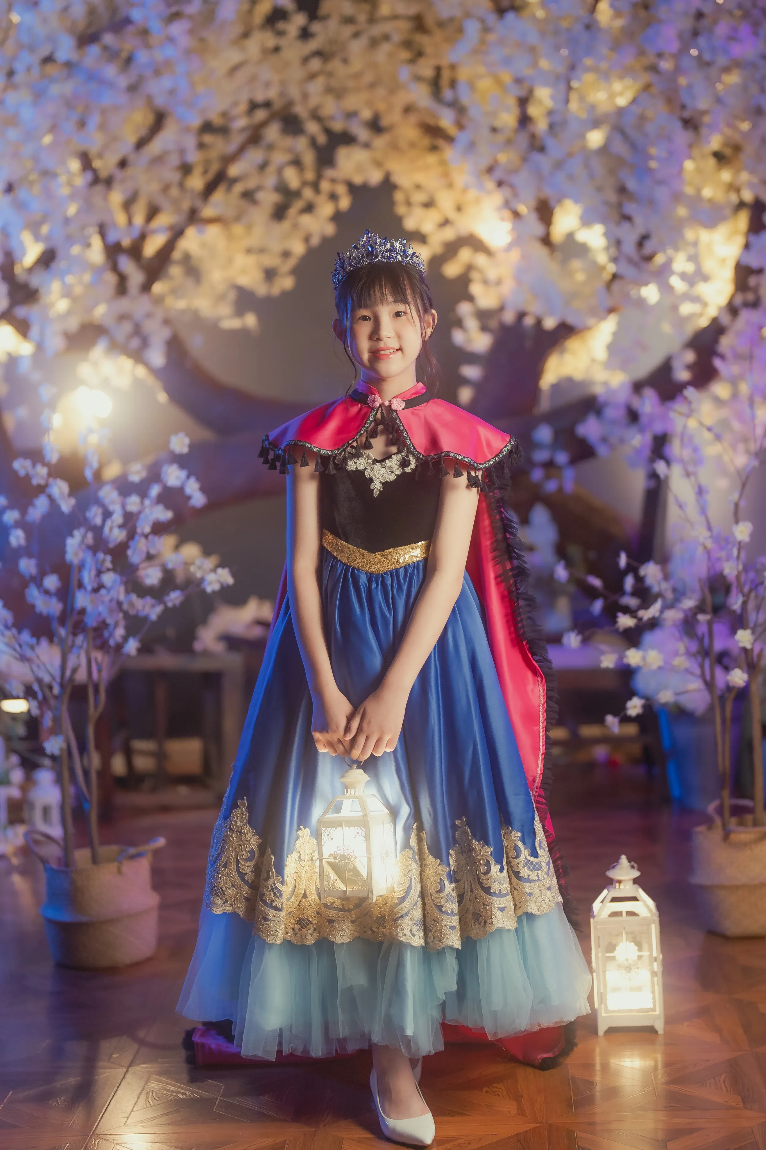 Anna Snow Blue Gown with Magenta Cape