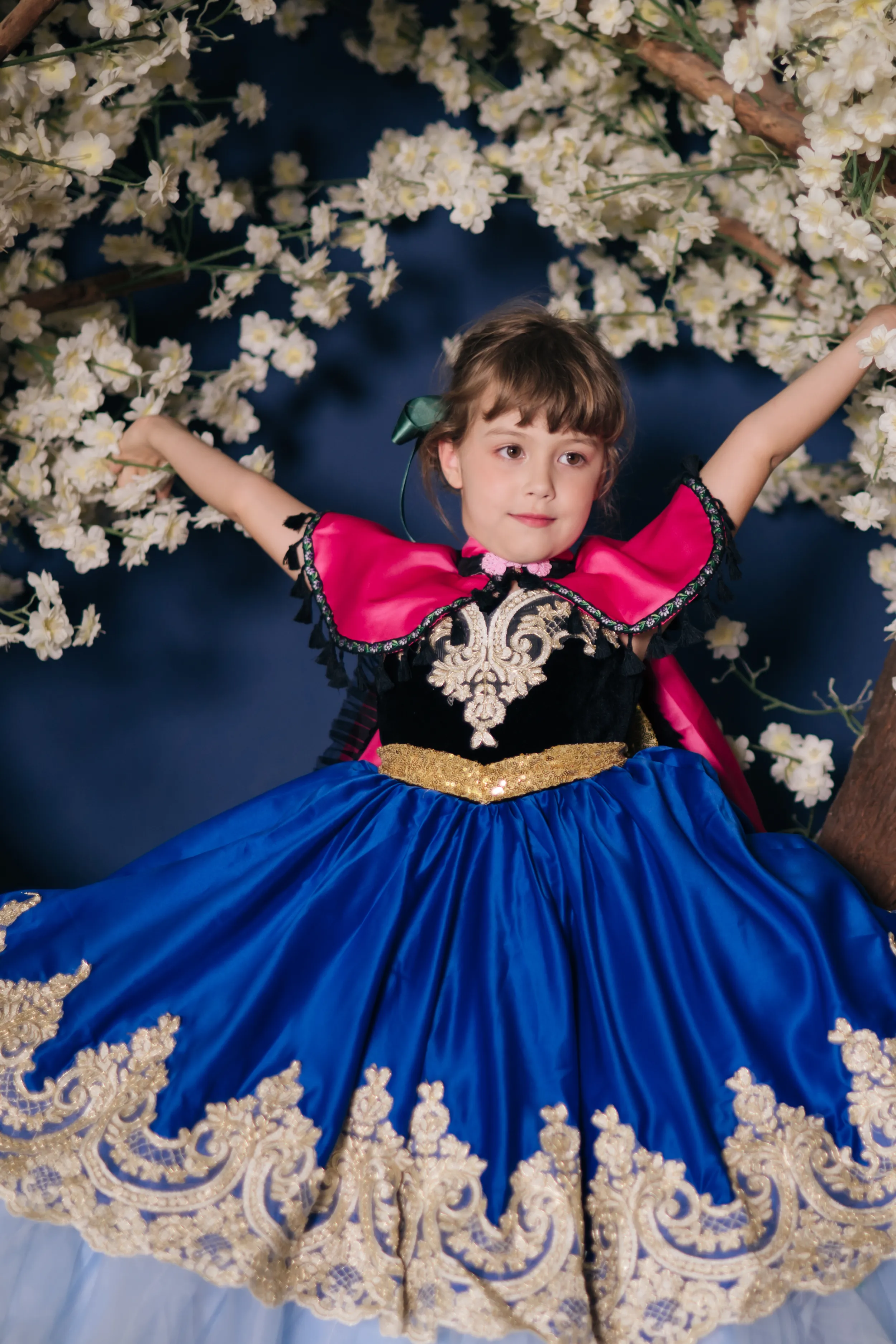Anna Snow Blue Gown with Magenta Cape