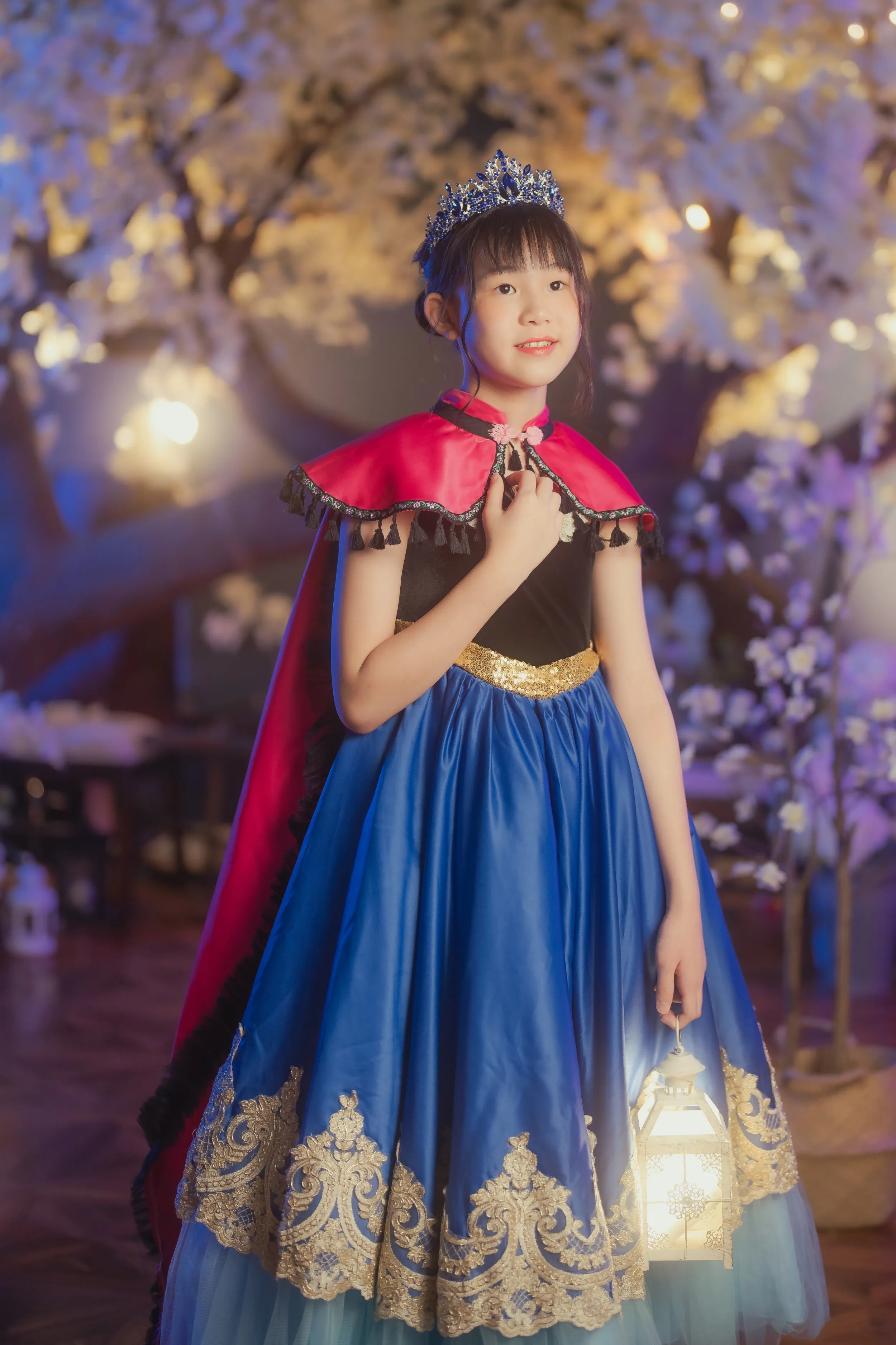 Anna Snow Blue Gown with Magenta Cape