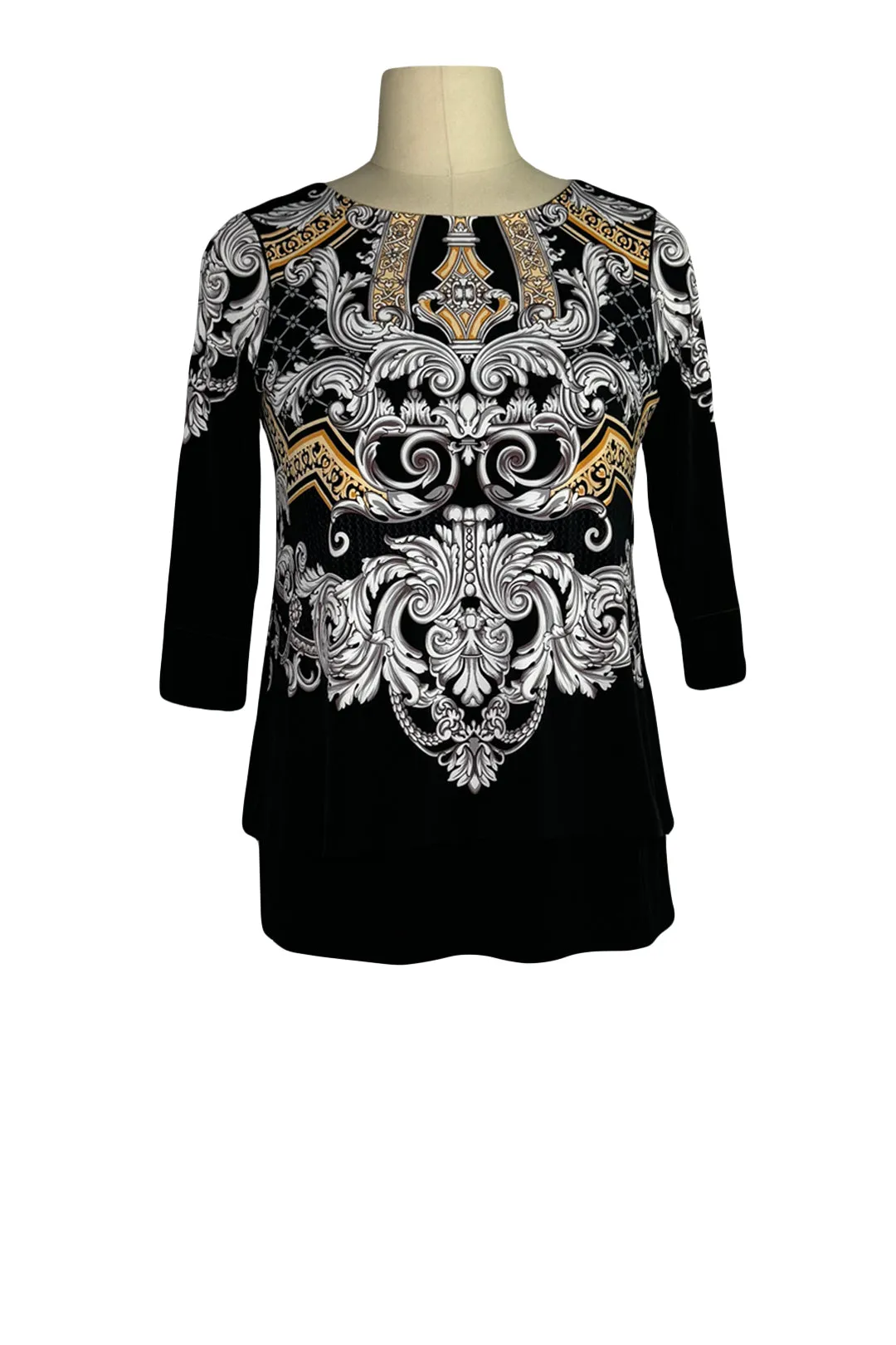 Banded 3/4 sleeve layered tunic