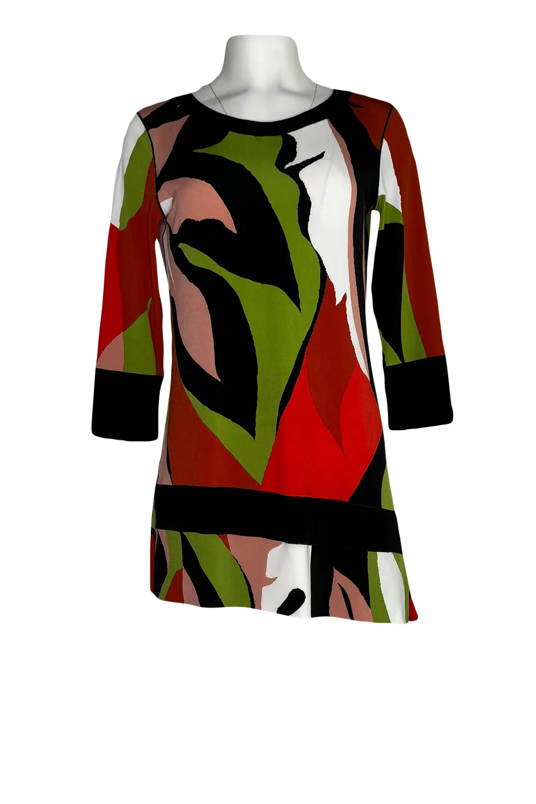 Banded 3/4 sleeve side slit tunic