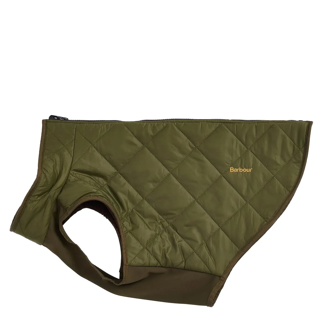 Barbour Reversible Quilt/Borg Fleece Dog Coat Olive/Brown