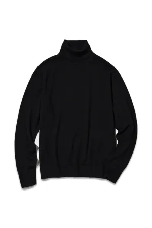 Black 100% Extra Fine Merino Turtleneck Jumper