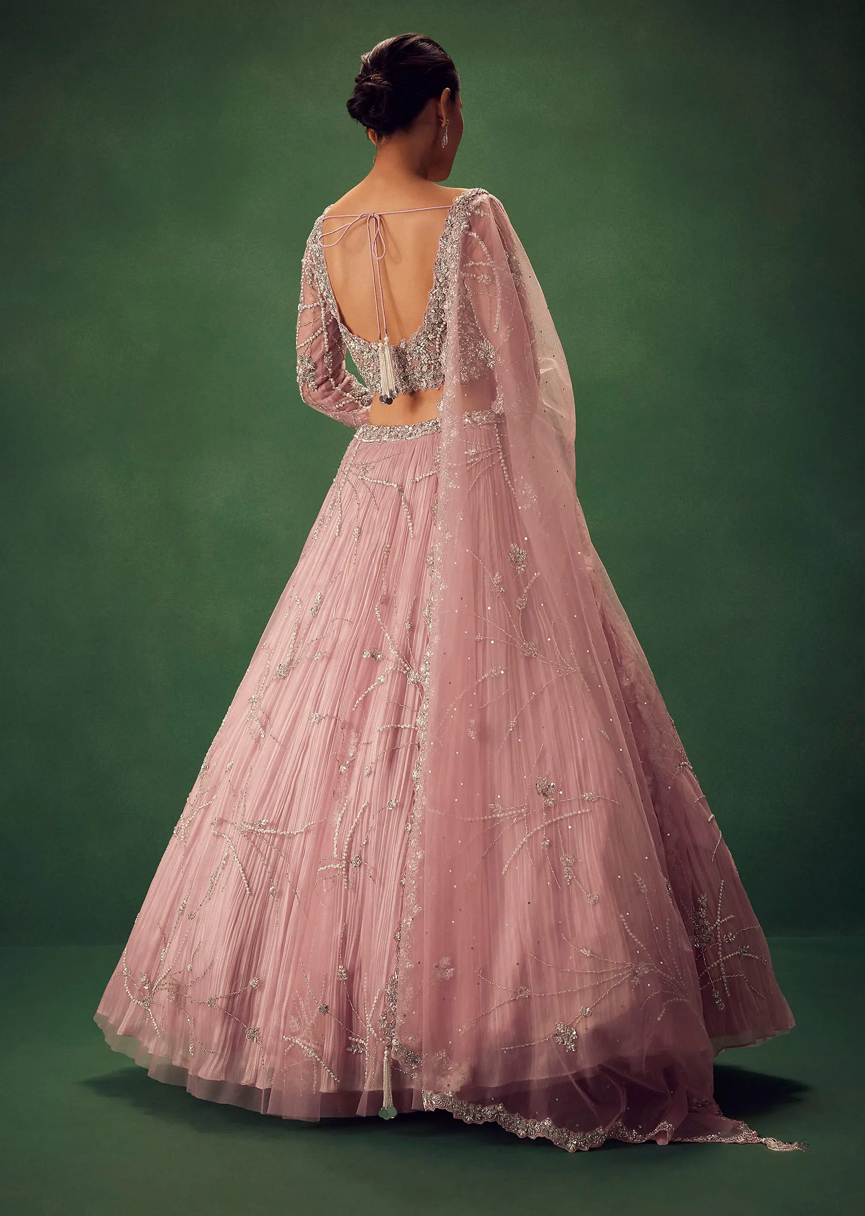 Blush Pink Hand Embroidered Lehenga Set