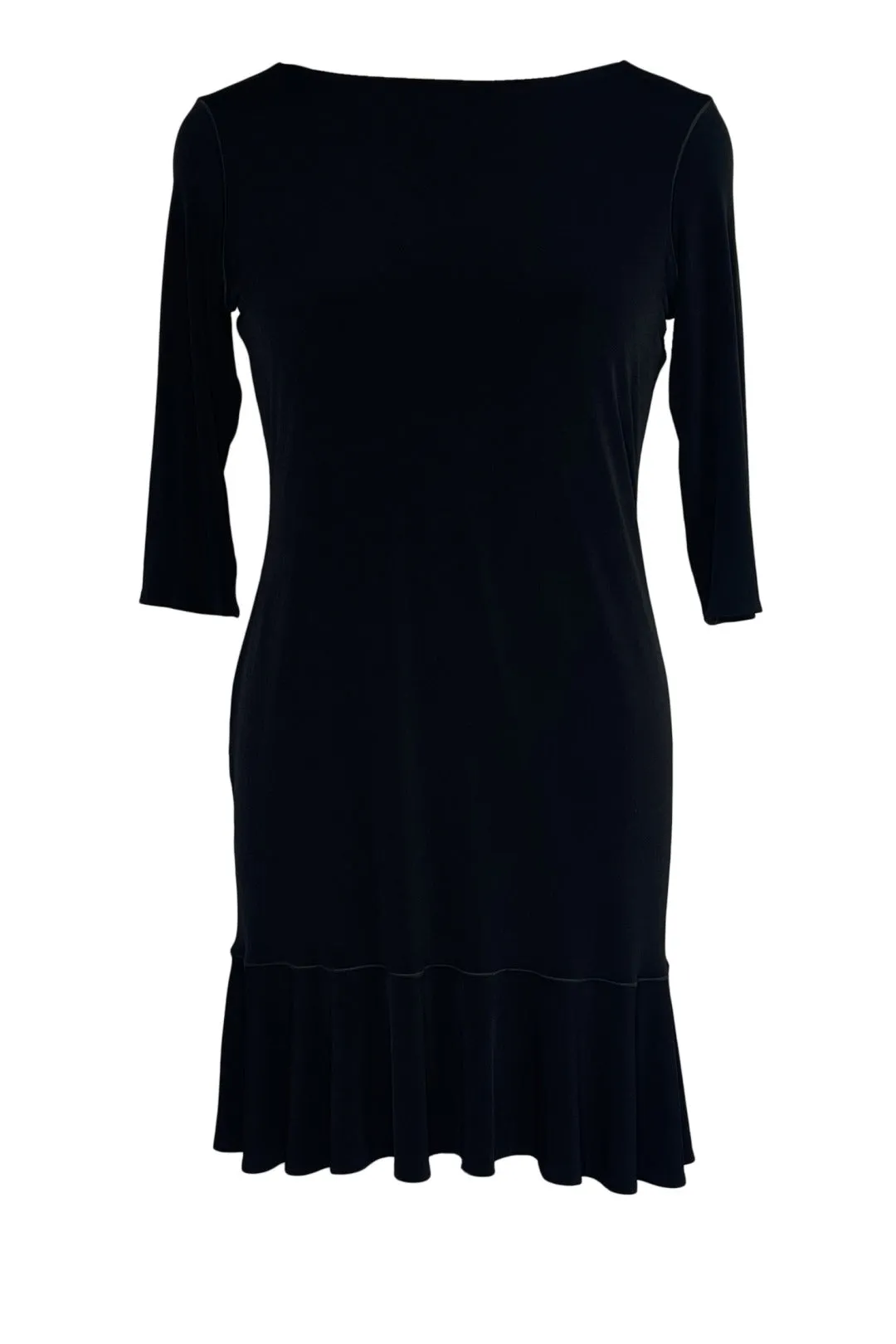 Boat neck 3/4 sleeve flair bottom dress