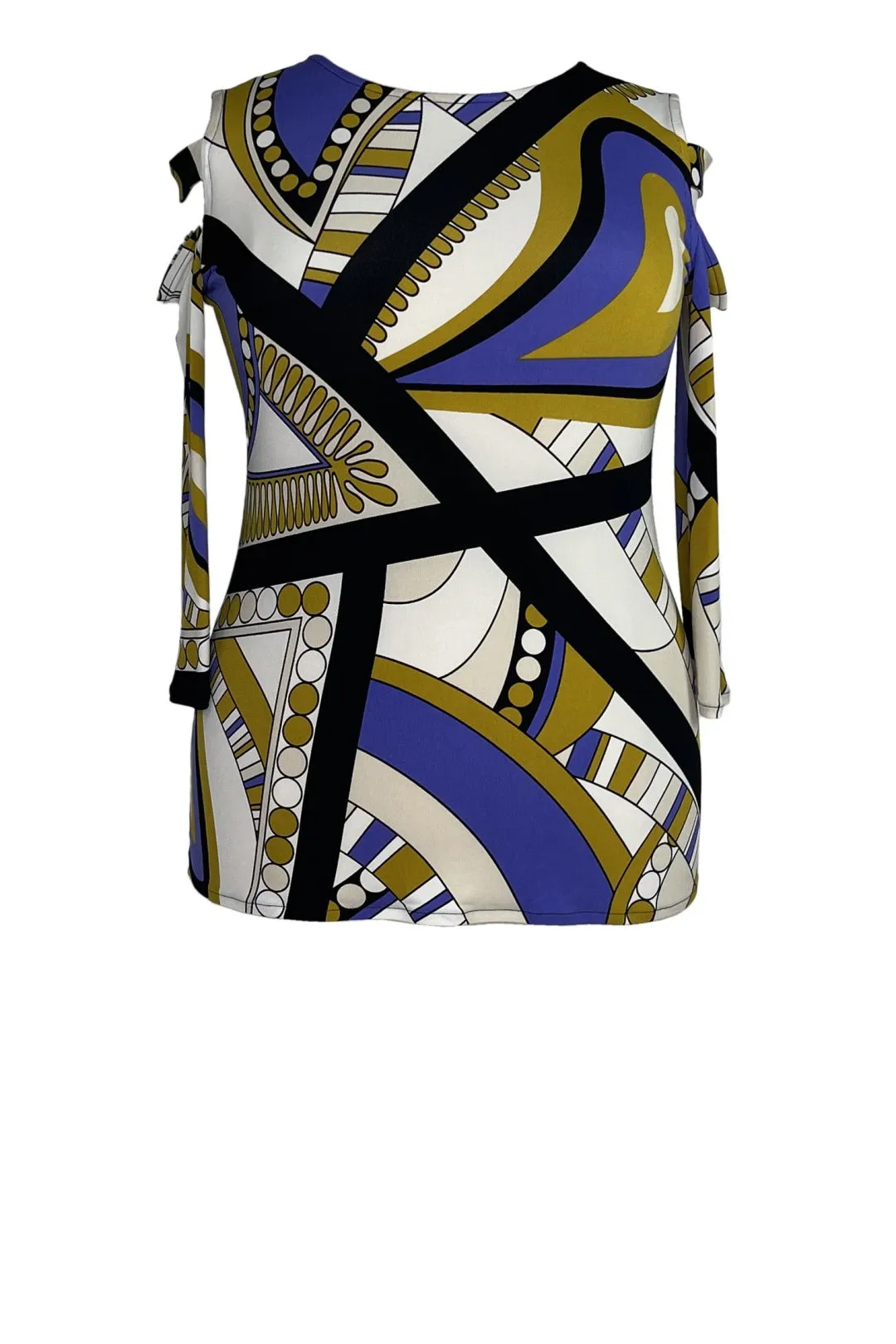 Boat neck open shoulder 3/4 sleeve top