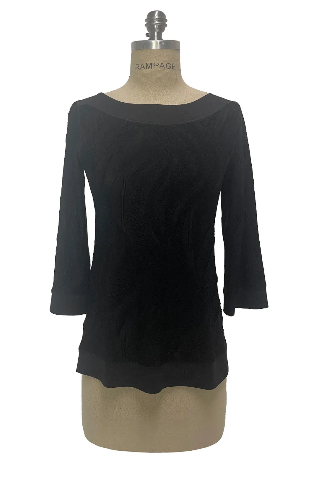 BOAT NECK SINGLE LAYERED 3/4 SLEEVE TOP