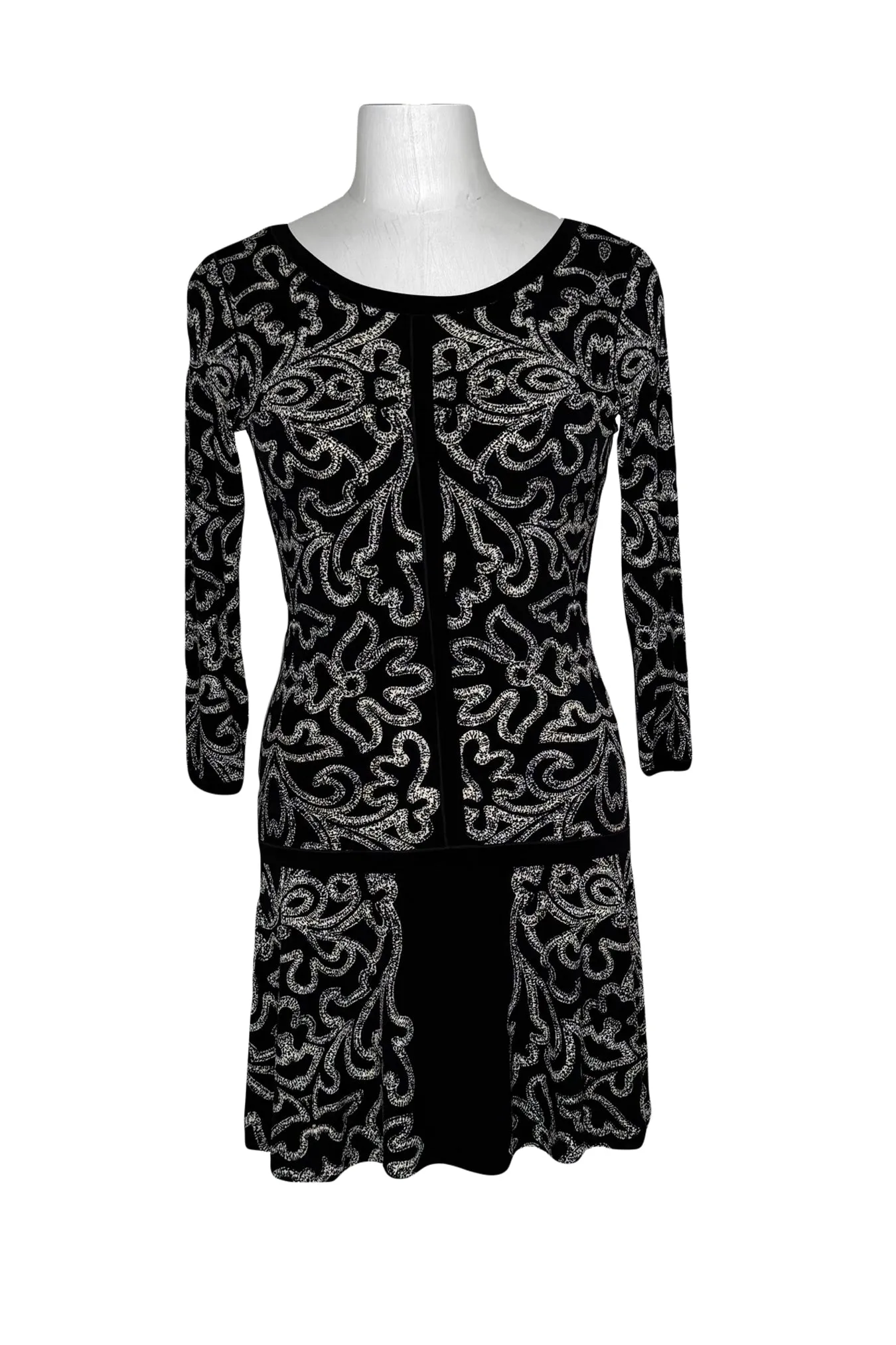 Boatneck 3/4 sleeve banded single layer dress
