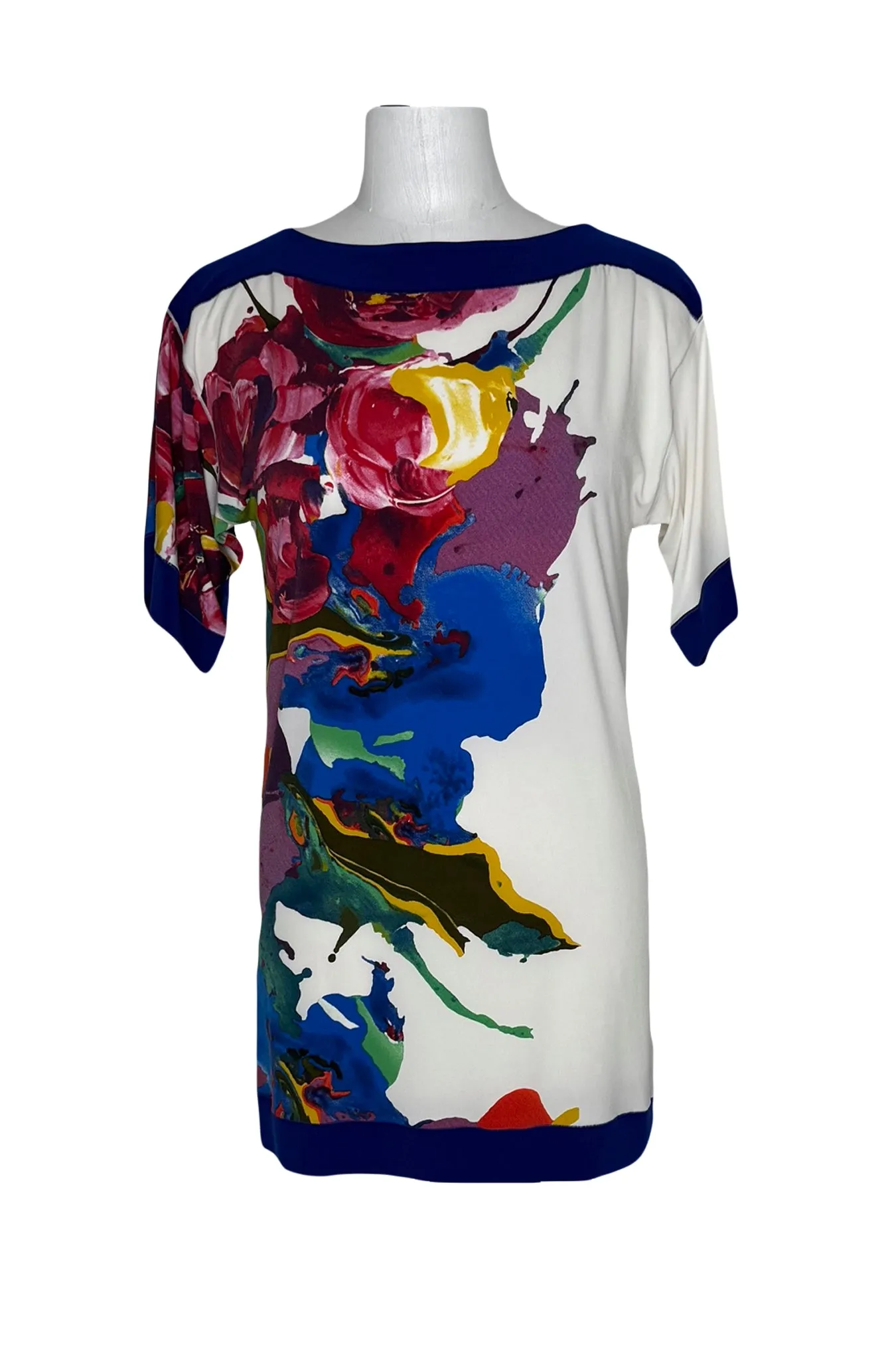 Boatneck 3/4 sleeve banded single layer tunic