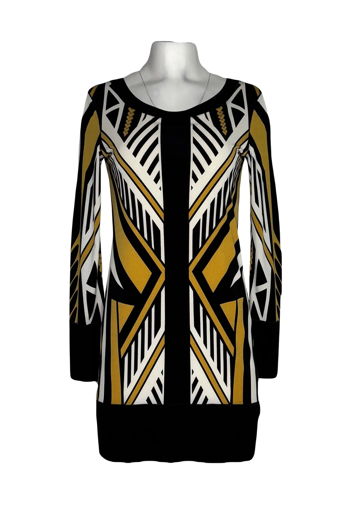 Boatneck long sleeve above knee length dress