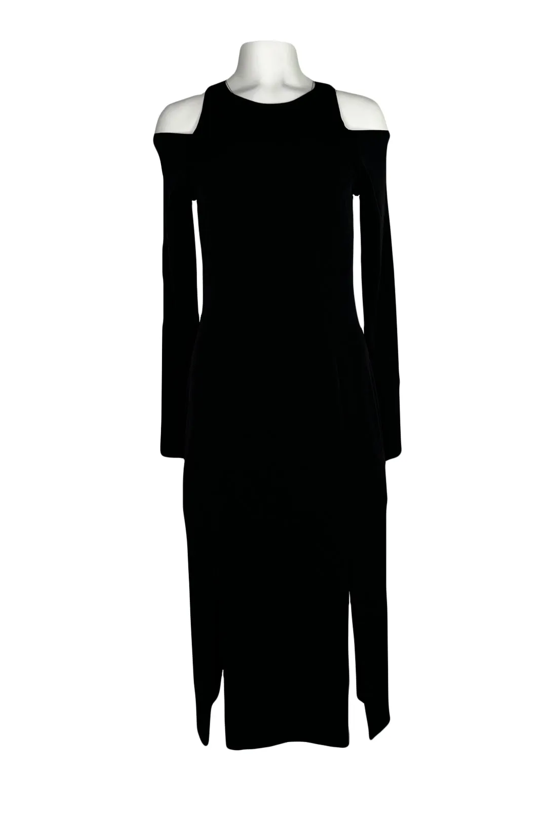 Cold shoulder four slits below knee length dress