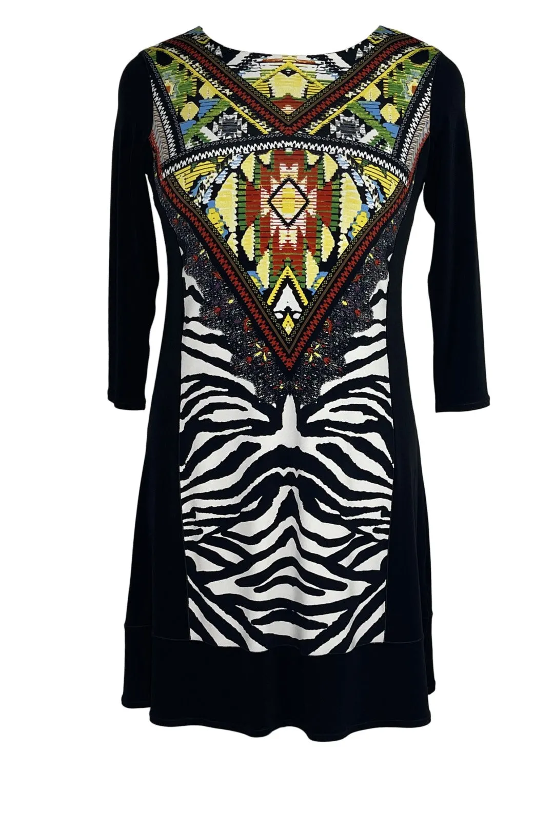 Color block 3/4 sleeve layered dress