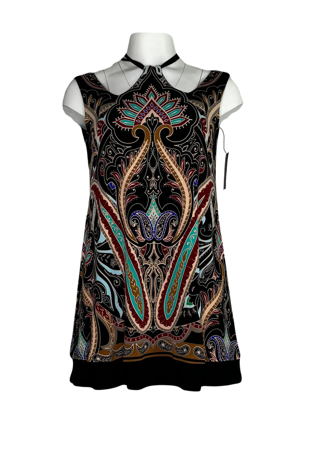 Cord neck sleeveless turn over tunic