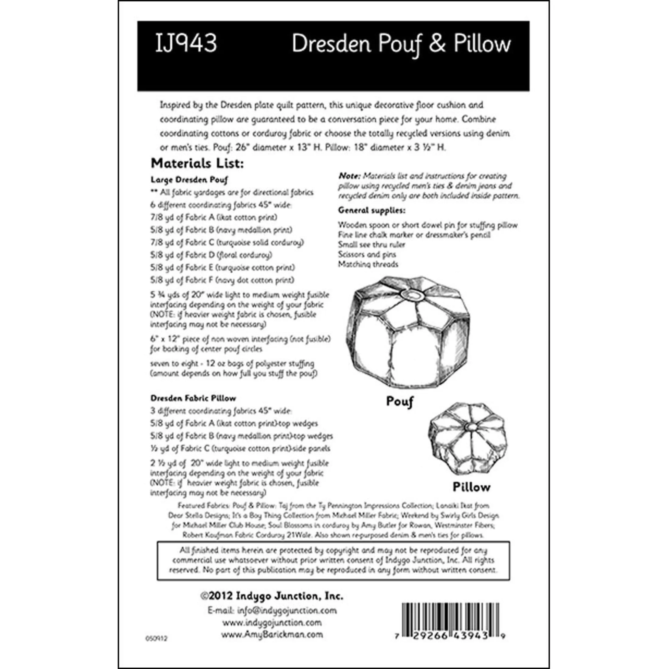 Dresden Pouf & Pillow Pattern, Free PDF Download