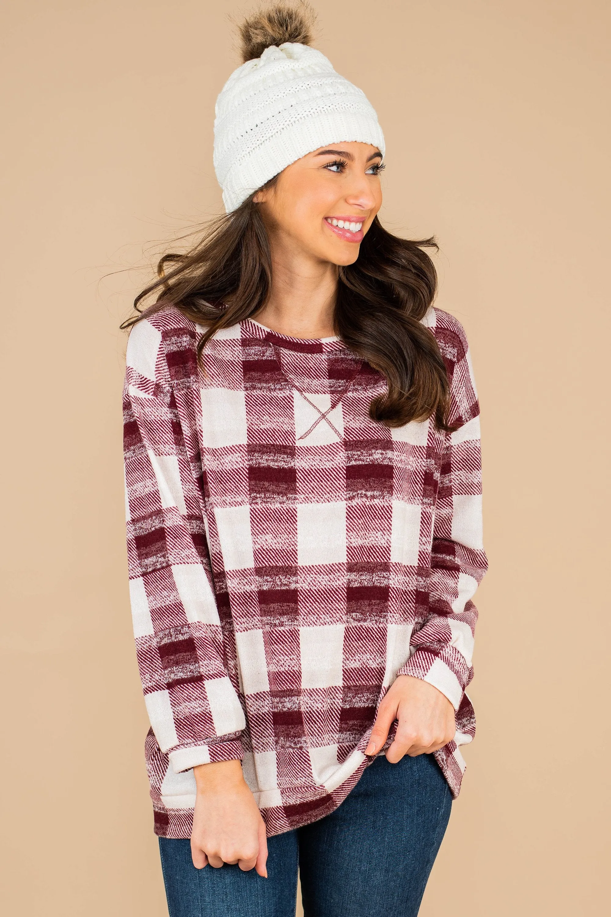 Feel Your Love Burgundy Red Plaid Tunic