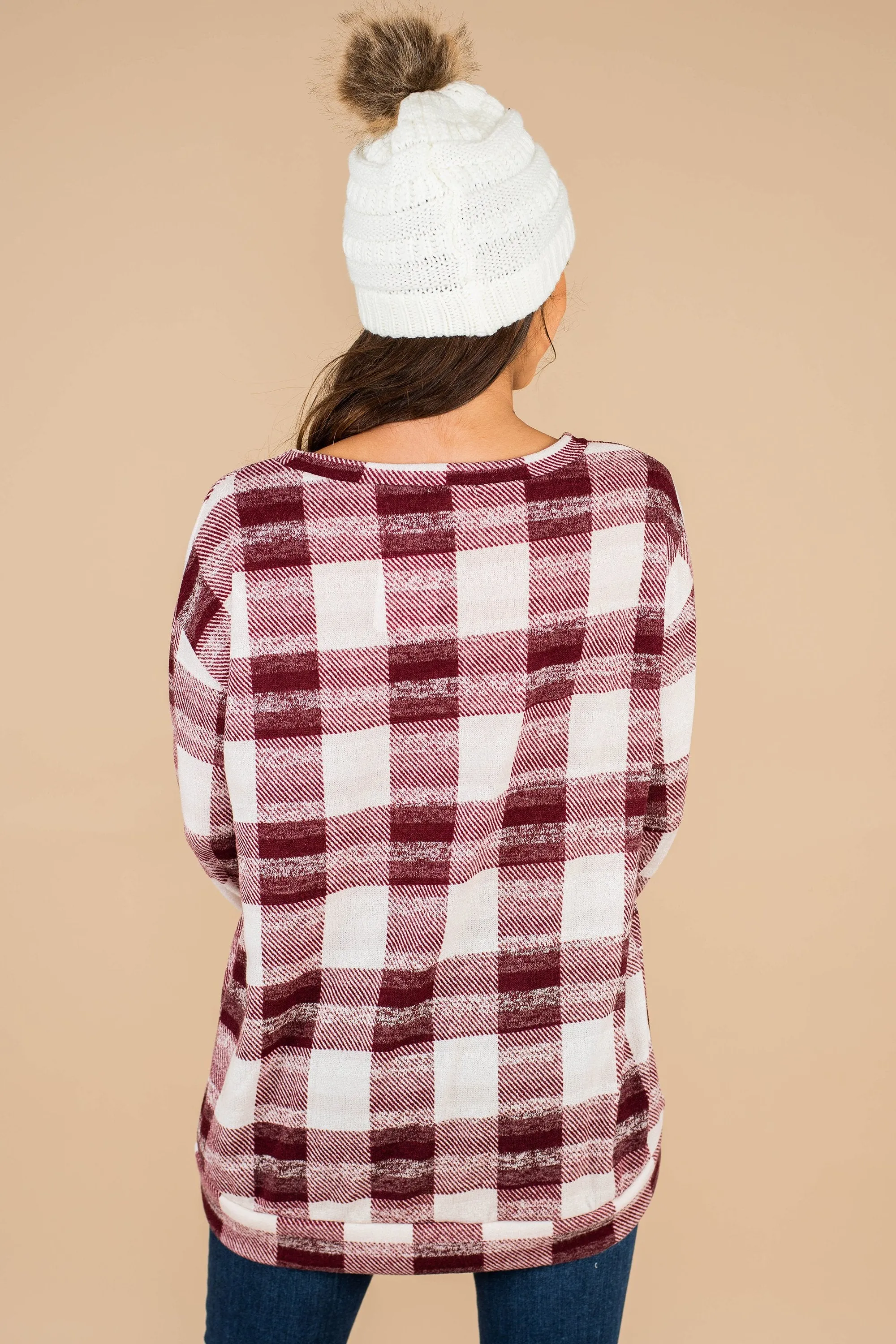 Feel Your Love Burgundy Red Plaid Tunic