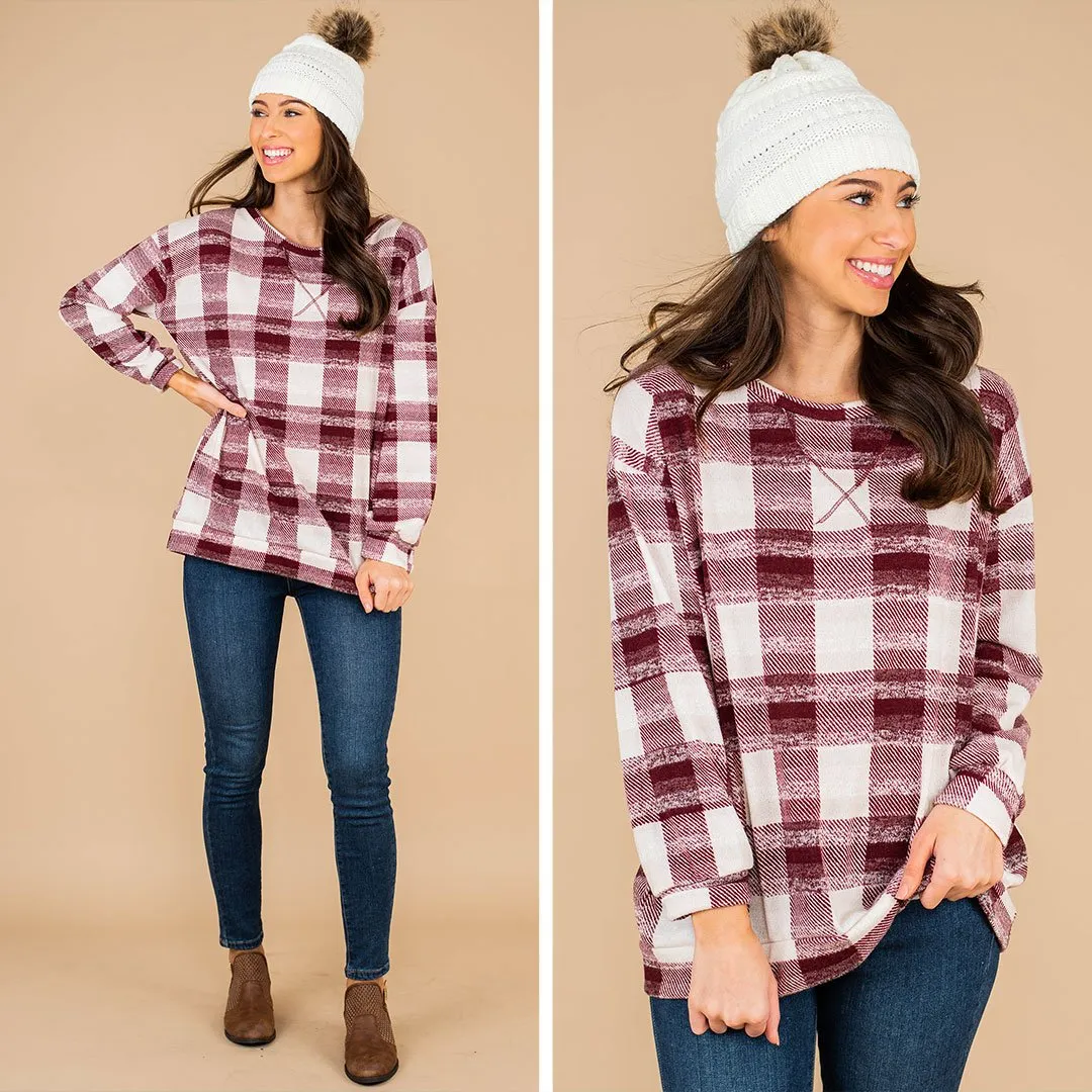 Feel Your Love Burgundy Red Plaid Tunic