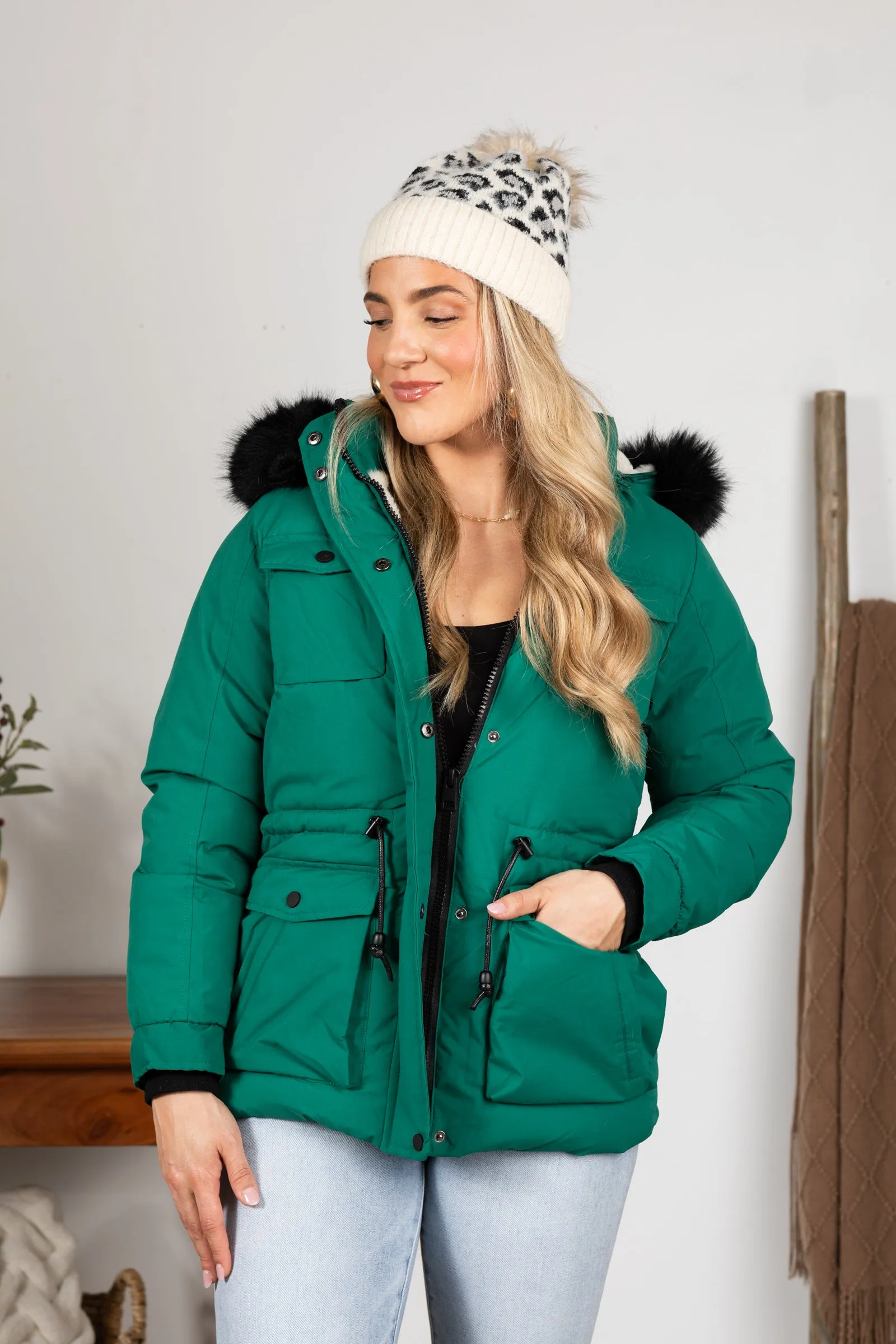 Fur Lined Coat With Front Pockets