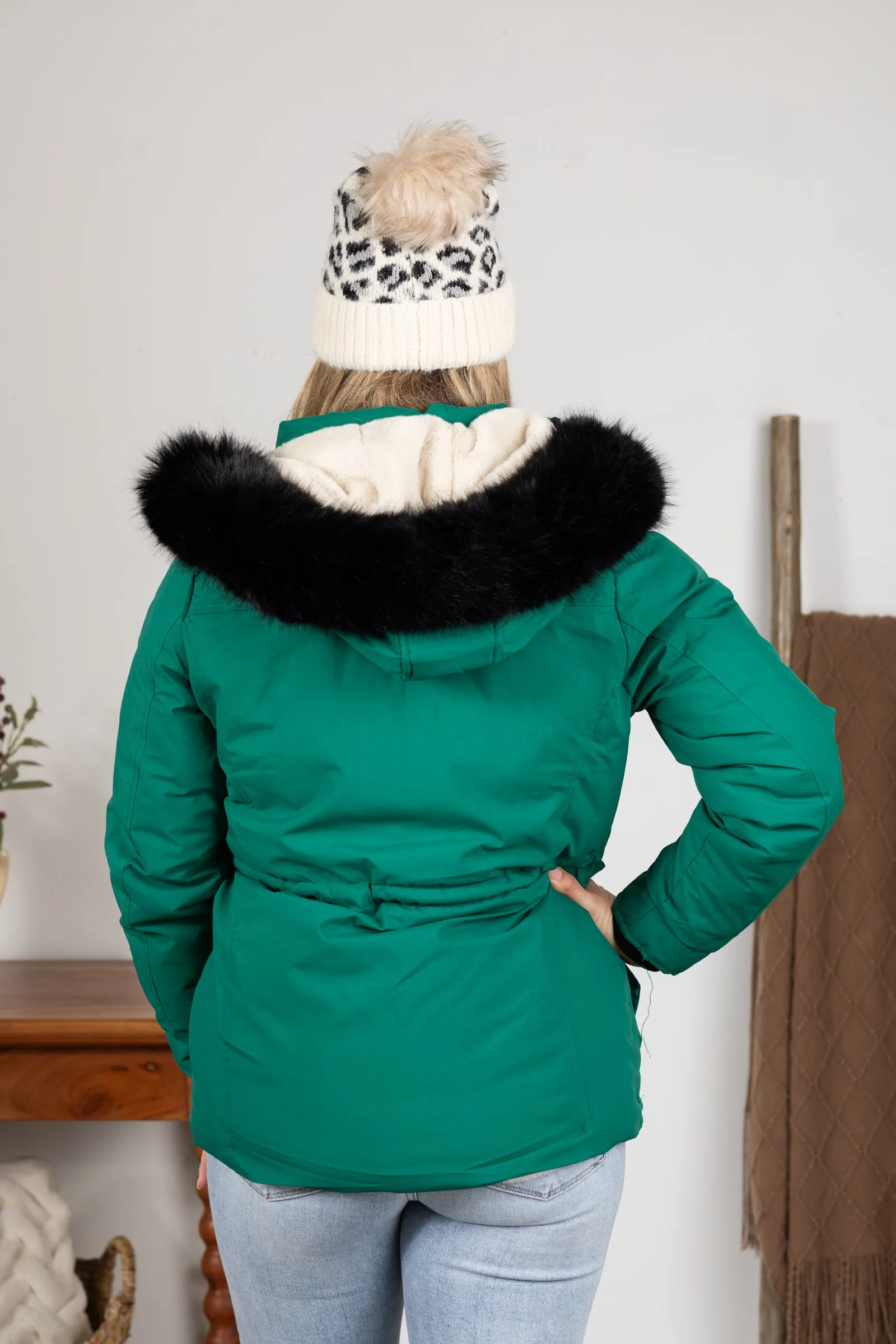 Fur Lined Coat With Front Pockets