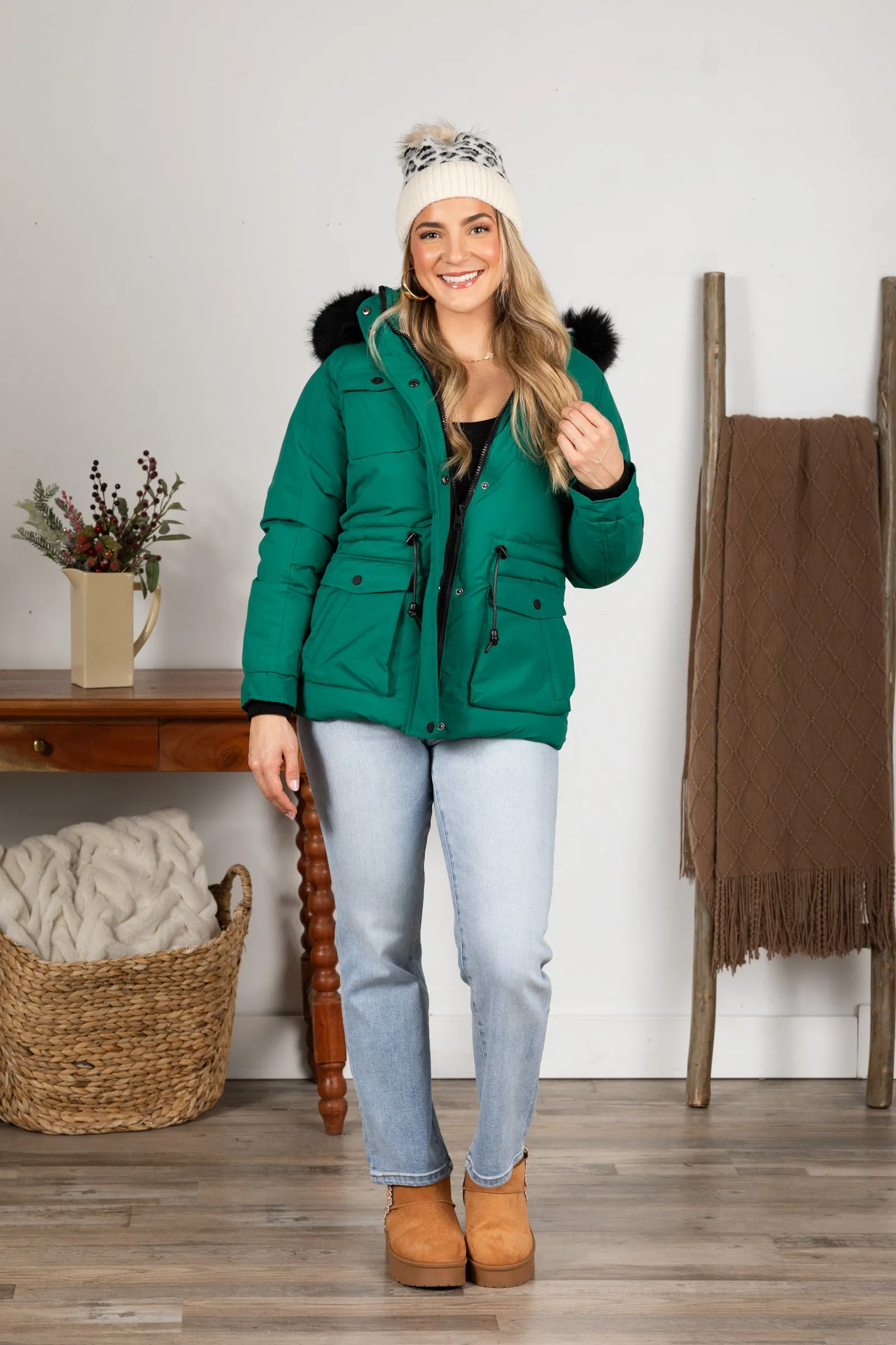 Fur Lined Coat With Front Pockets