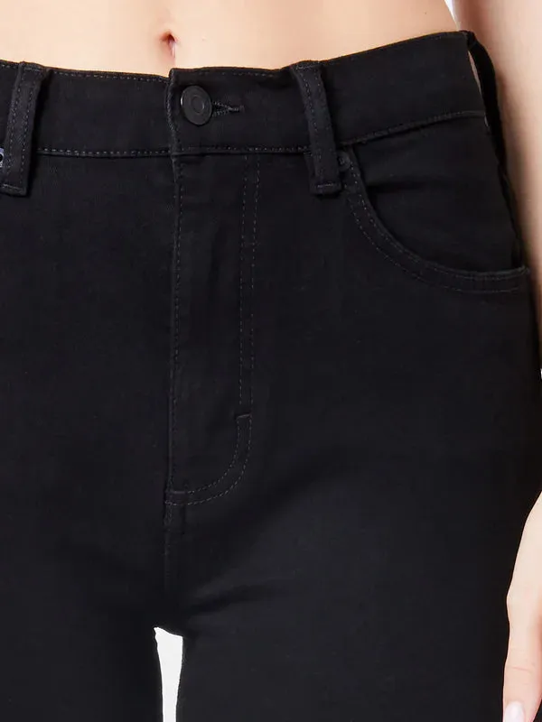 High Rise Stretch Skinny Jeans in Black