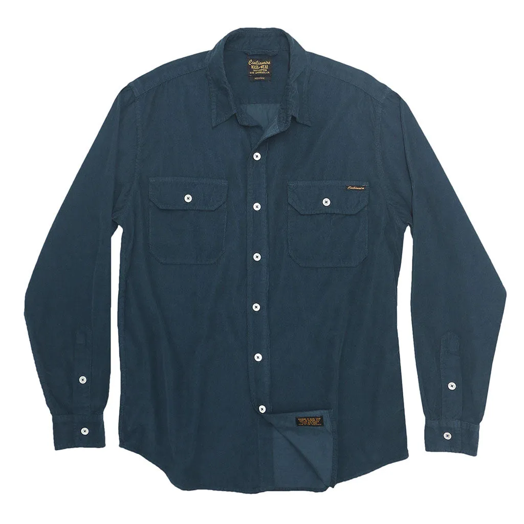 Long Sleeve Notch Flap Shirt 28-Wale Light Weight Corduroy - Dark Slate Blue