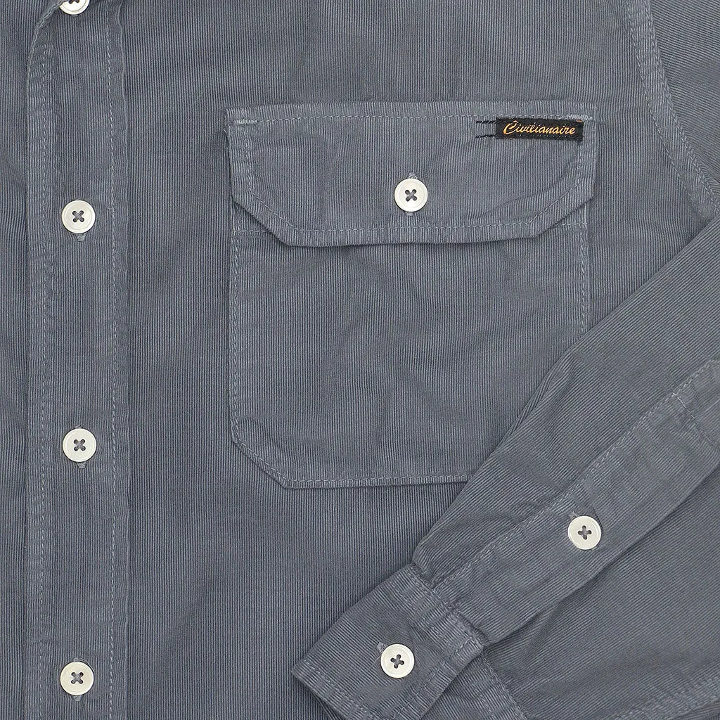 Long Sleeve Notch Flap Shirt 28-Wale Light Weight Corduroy - Moon