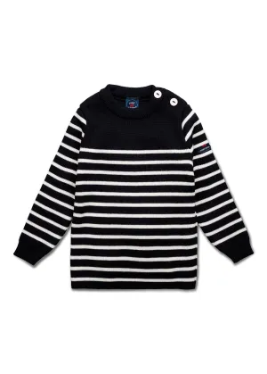 Moussaillon striped sailor jumper for babies - in blended wool (NAVY/ECUME)