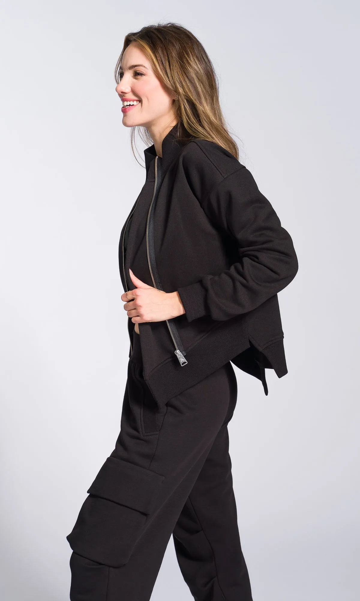 Short Asymmetric Zipper Sweatshirt