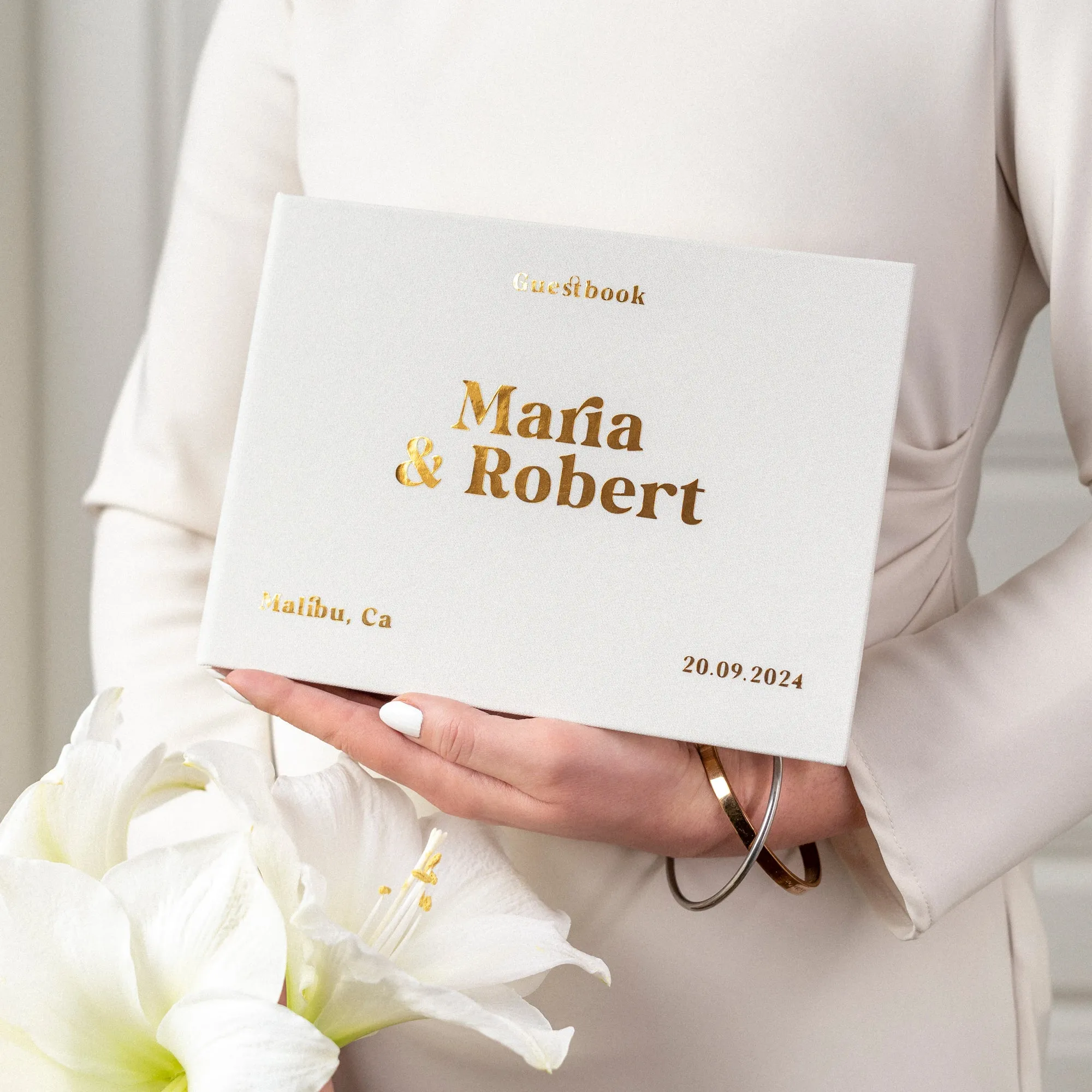 Silky White   Gold Metallic |  Guest Book