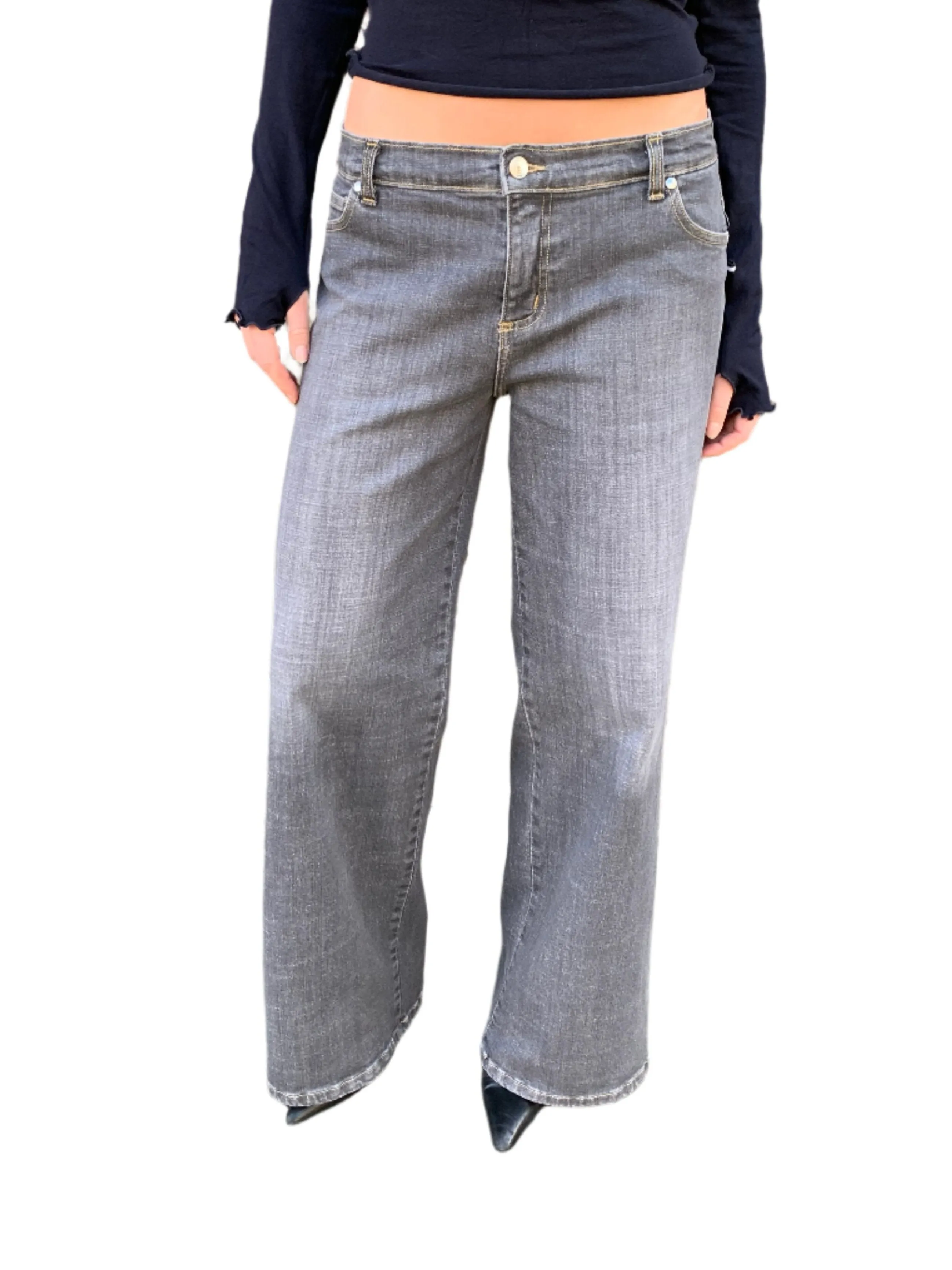 Sold out. Corset Bro Jeans. Low Rise. Stretch.  Grey Cloud.