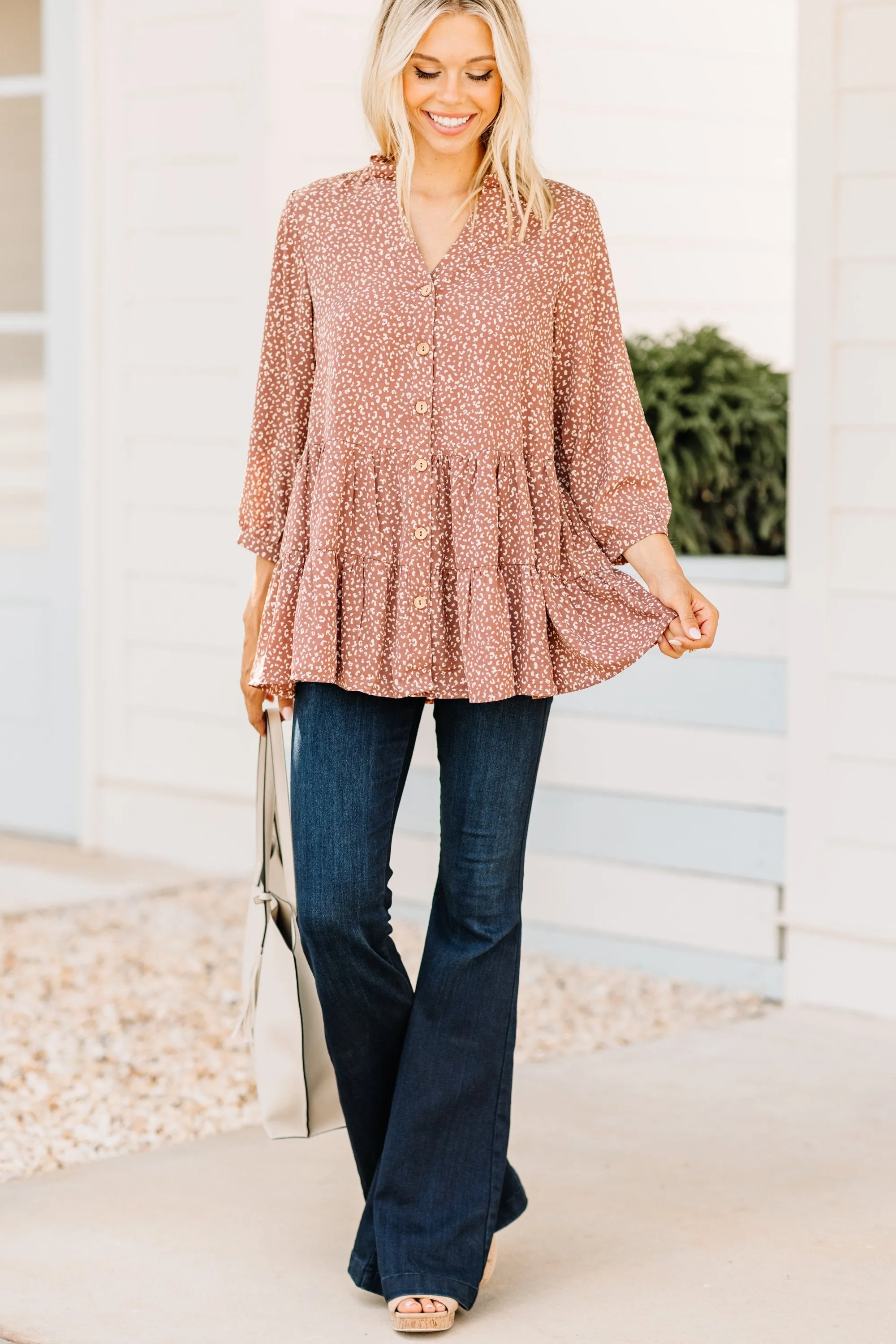 Support You Cocoa Brown Leopard Tunic