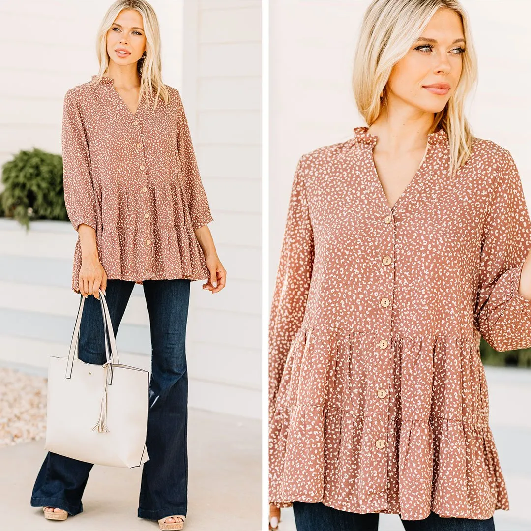 Support You Cocoa Brown Leopard Tunic