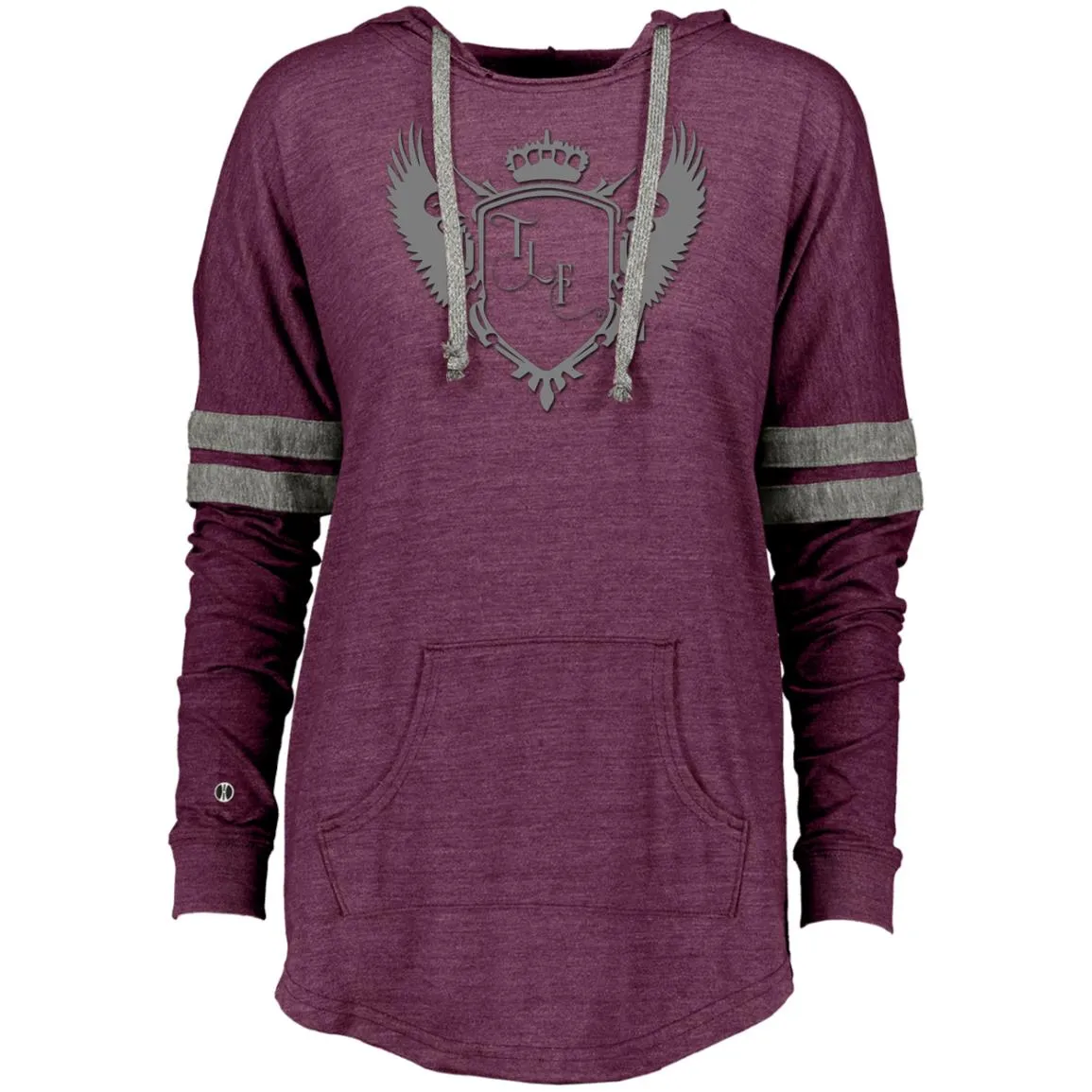 TLF Grey Winged Logo Hooded Low Key Pullover