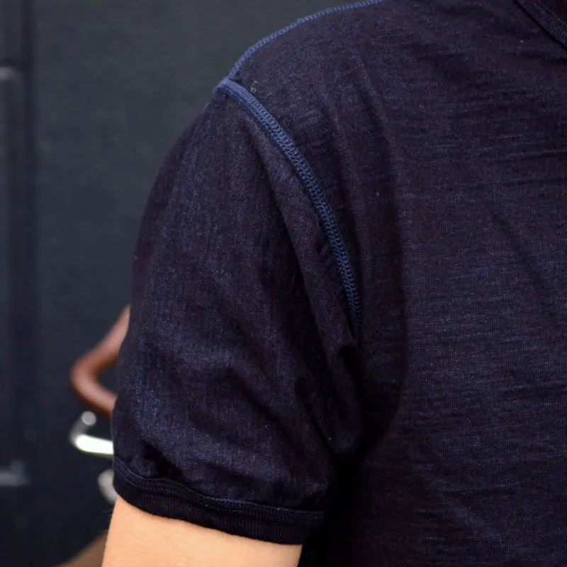 UES "662401" Indigo Henley Neck Tee