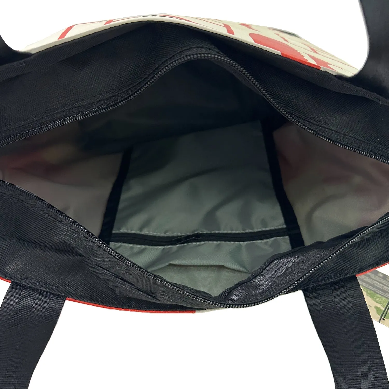 Upcycled Billboard Zipper Top Tote Bag- Large, Sustainable