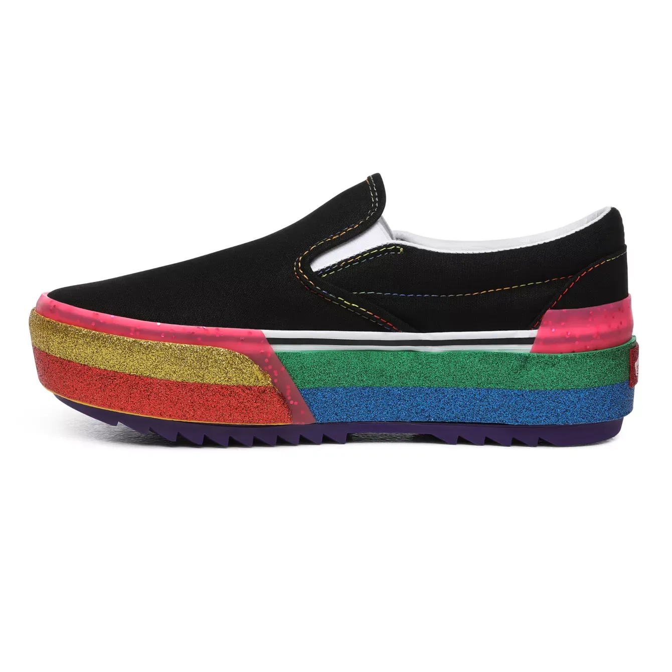 VANS CLASSIC SLIP ON S - (GLITTER) BLACK/RAINBOW