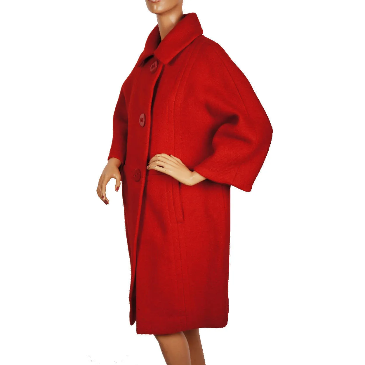 Vintage 1960s Simonetta and Fabiani Red Wool Coat