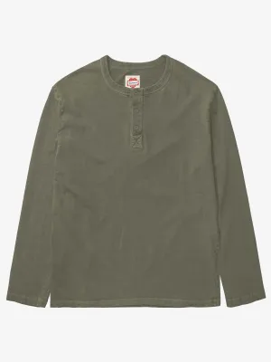 Washed Heavyweight Cotton Henley T-Shirt
